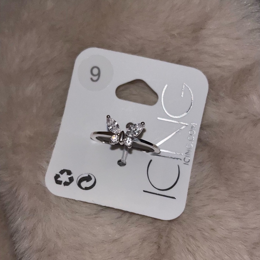 Silver Cubic Zirconia Butterfly Ring